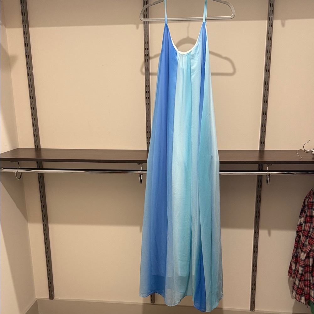 Pink Lily Blue and Aqua Maxi Dress